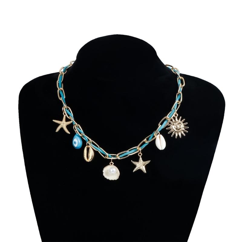 Beach Inspired Layering Necklace With Ocean Theme Charm Dainty Casual Jewelry Accessories For Everyday Wear