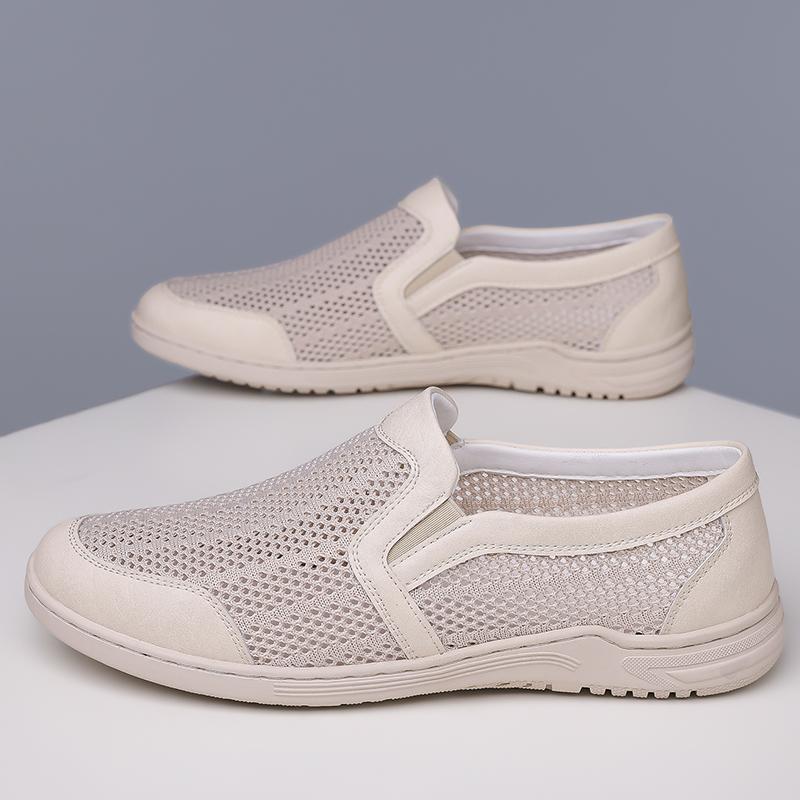 Summer Men's Lightweight Slip On Loafers Male Mesh Casual Shoes Breathable Walking Shoes For Men Soft Sole Sneakers