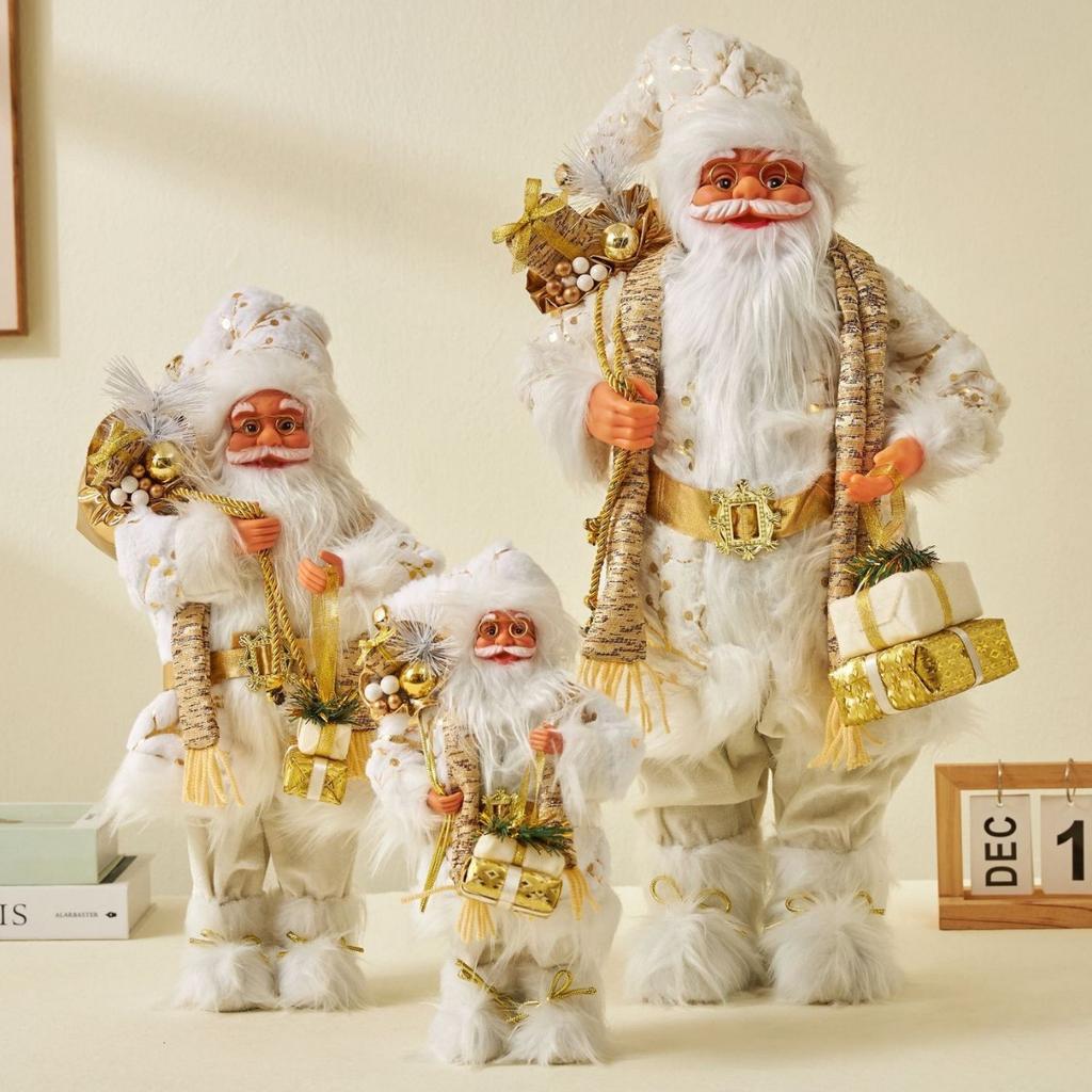 Santa Claus Ornament - Classic Variety of Designs, Holding a Gift or Welcome Sign) - Heavy Duty Base Indoor and Outdoor Home Gar