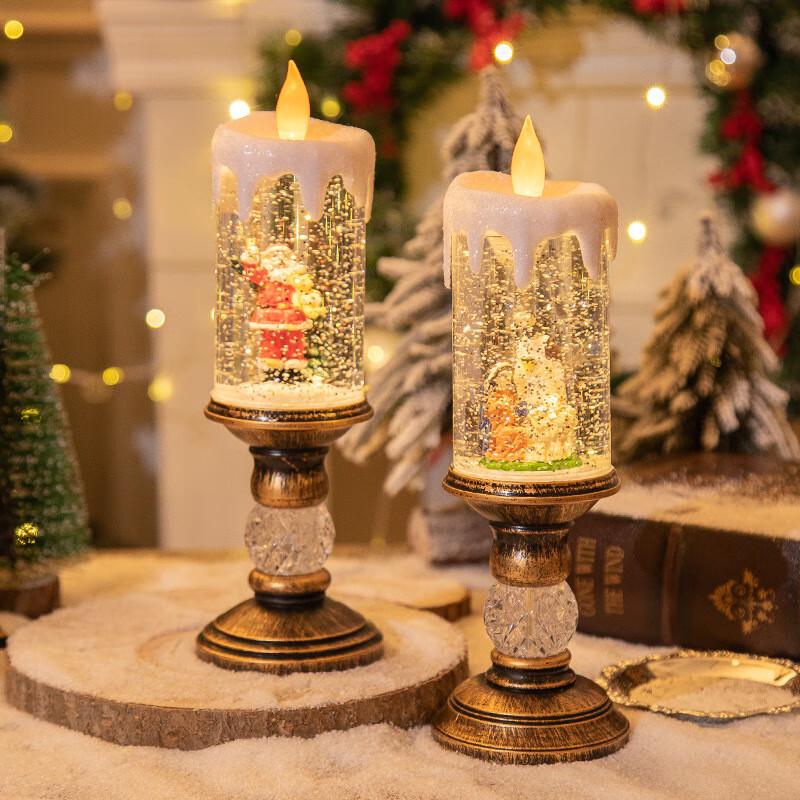 Christmas Snowman Floating Snow Candle Lamp with Music (Set of 2)