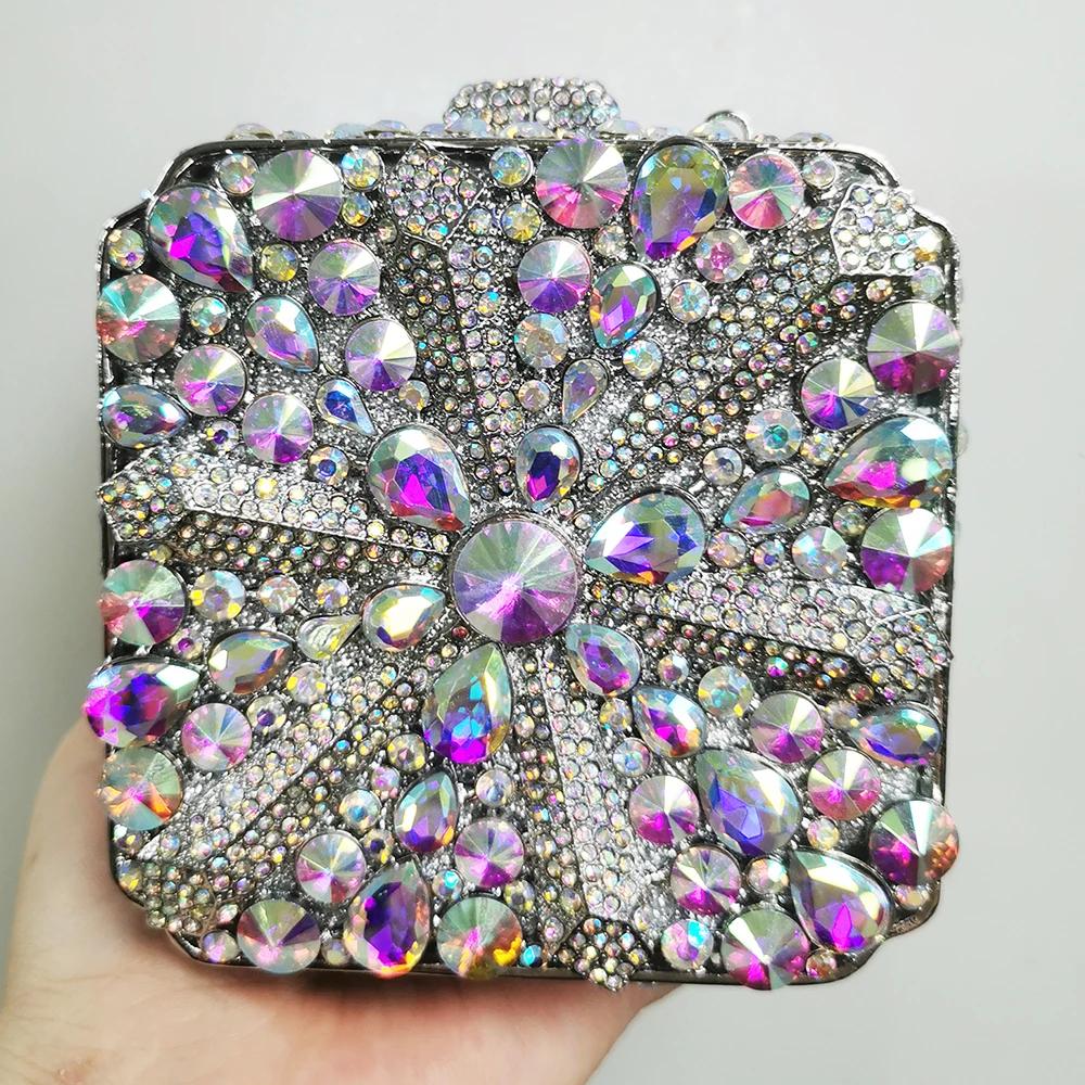 Snow Blue/Red Crystal Evening Clutches WHTUOHENG Diamond Party Prom Minaudiere Luxury Rhinestone Wedding Bridal Party Purse