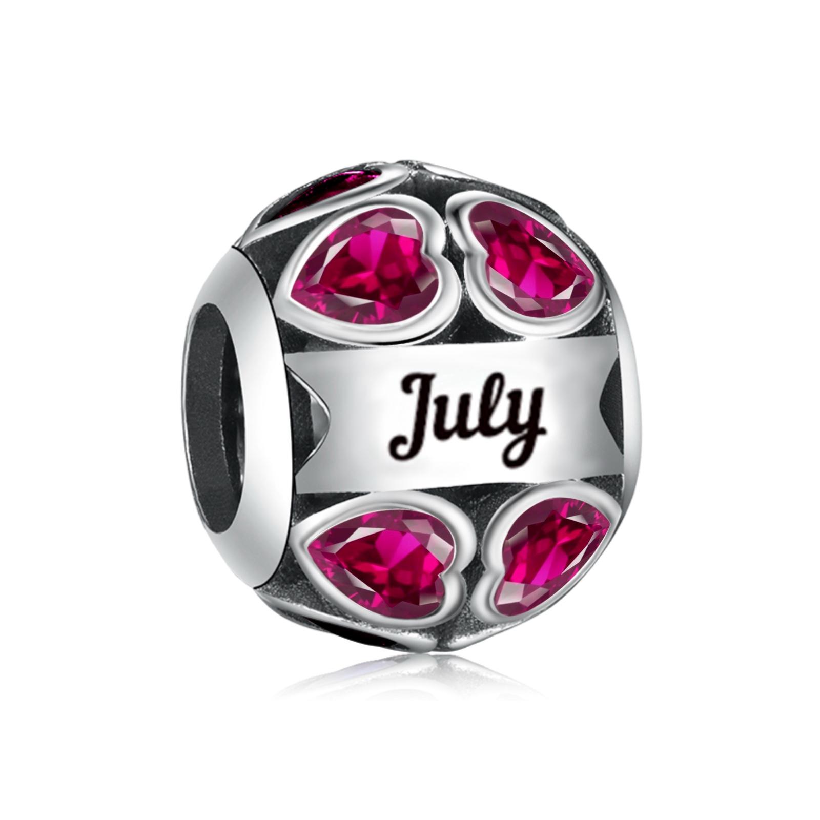 

925 Silver Color Fit Original Pan Charms Bracelet with Birthstone Heart Zircon Round Bead DIY Jewelry Gift For Women