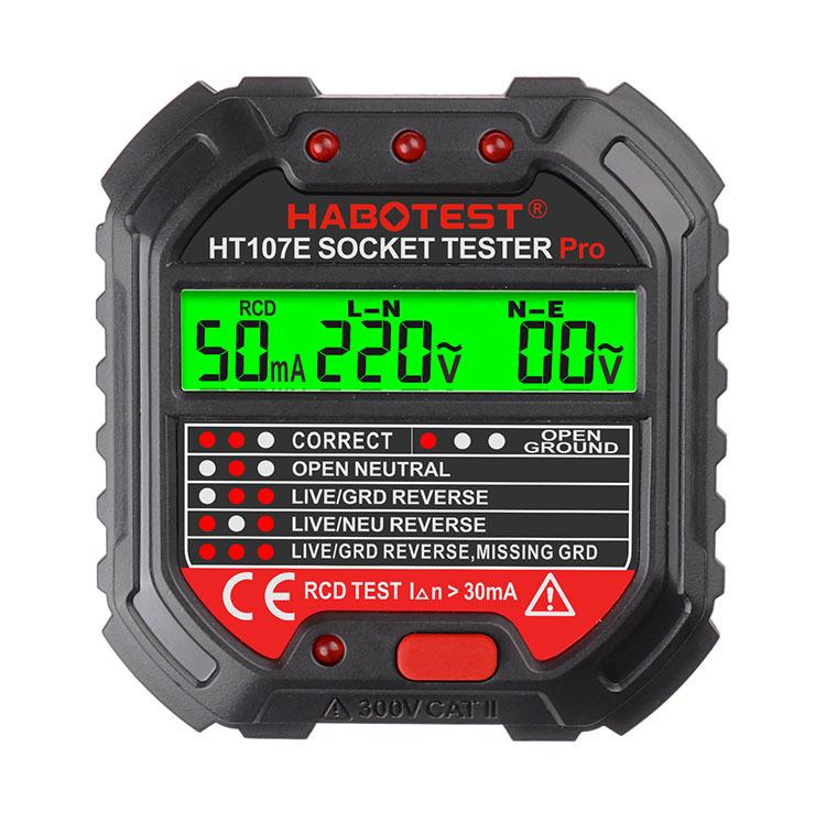 HABOTEST HT107 Series Pro RCD Socket Tester (Models: HT107E, HT107D, HT107B) - EU, UK, US Versions