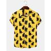 Hawaiian Botanical Flower Print Men's and Women's Short Sleeve Lapel Seaside Button-Down Shirt Top Casual Fashionable Shirts