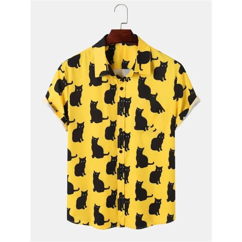 Hawaiian Botanical Flower Print Men's and Women's Short Sleeve Lapel Seaside Button-Down Shirt Top Casual Fashionable Shirts
