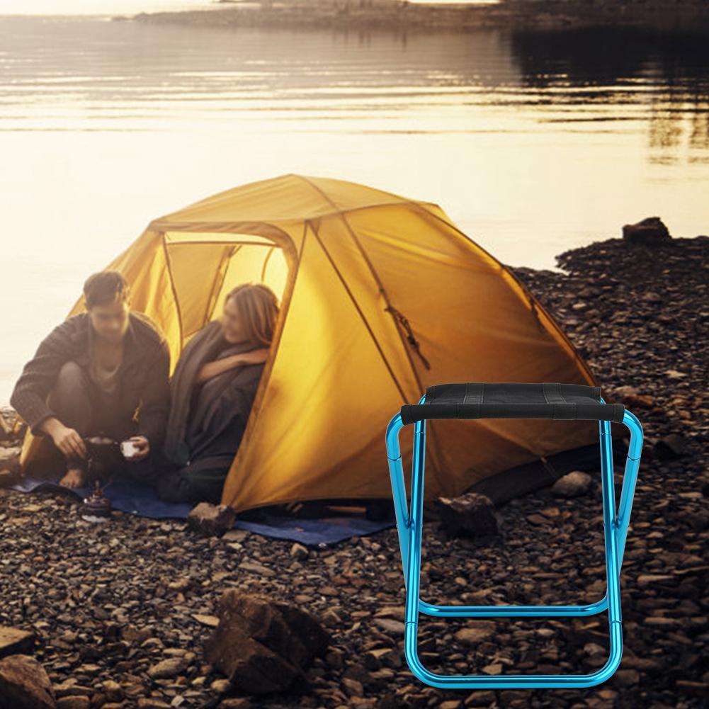 Blauer Outdoor Mini Faltstuhl Tragbarer Camping Aluminiumlegierung Klappstuhl zum Angeln Klettern