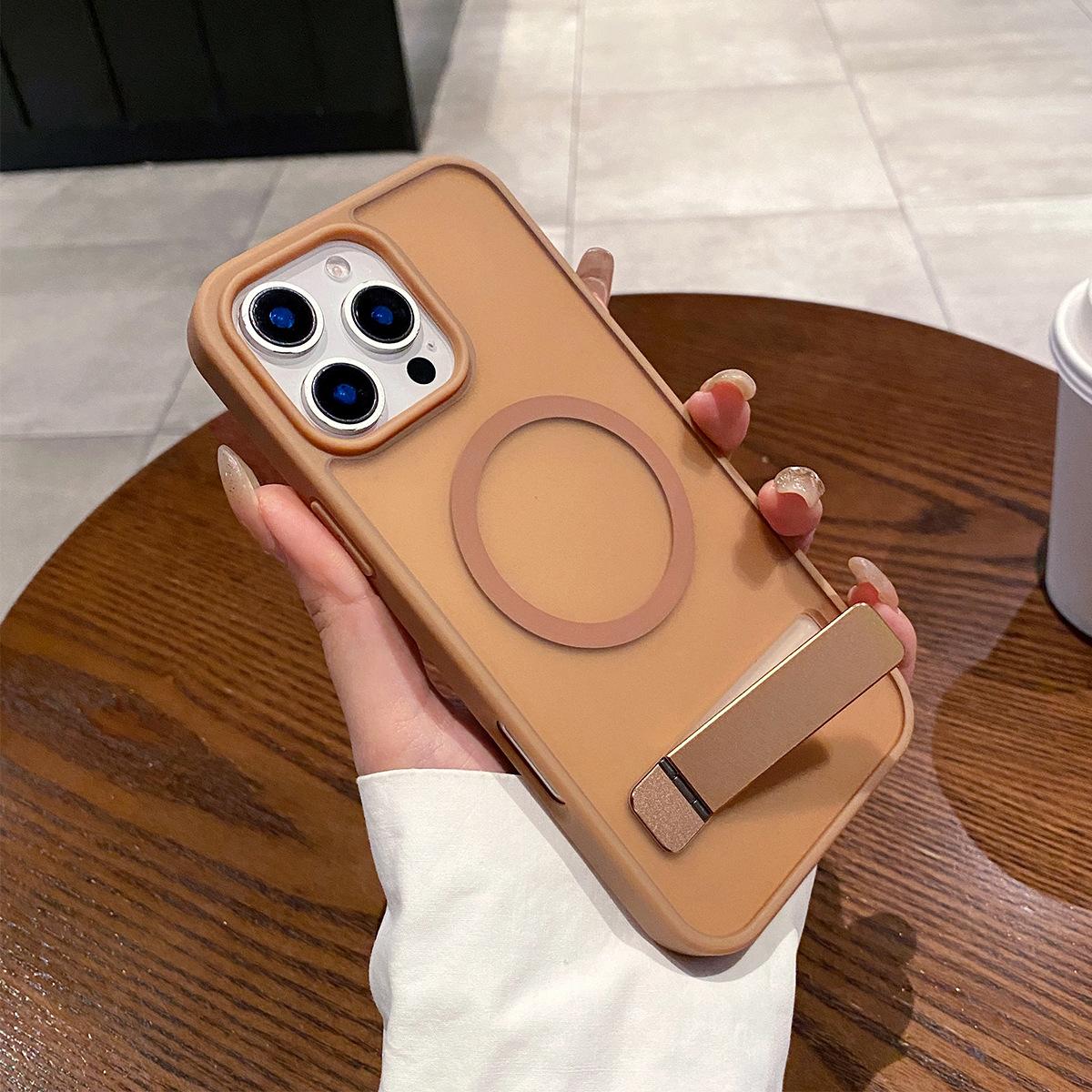 

Metal Stand One-word Protective Case for Apple Magnetic Phone Case Ins Cute Personality for Apple 16promax Simple For iPhone 17PROMAX