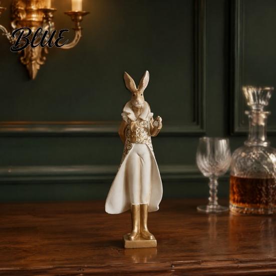 Small Animal Statues for Entryway Vintage Resin Mr & Mrs Rabbit Figurine, Dress Bunny Statues, Farmhouse Unique Aesthetic Room Accessories Country