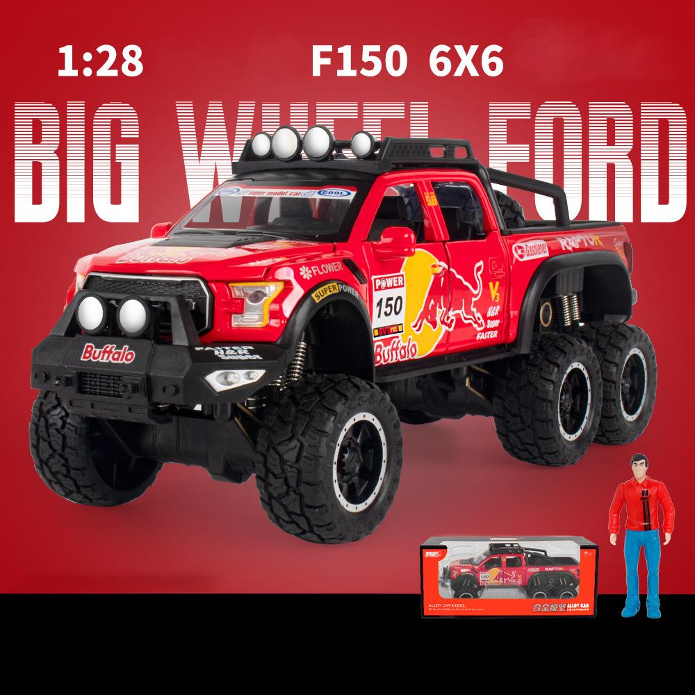 1/28 Ölçekli Ford Raptor F150 pres döküm model araç Oyuncak, Geri Çekin Oyuncak Araç Ses ve Işık ile Çocuklar için Yürümeye Başlayan Erkek Kız Hediye Koleksiyonu