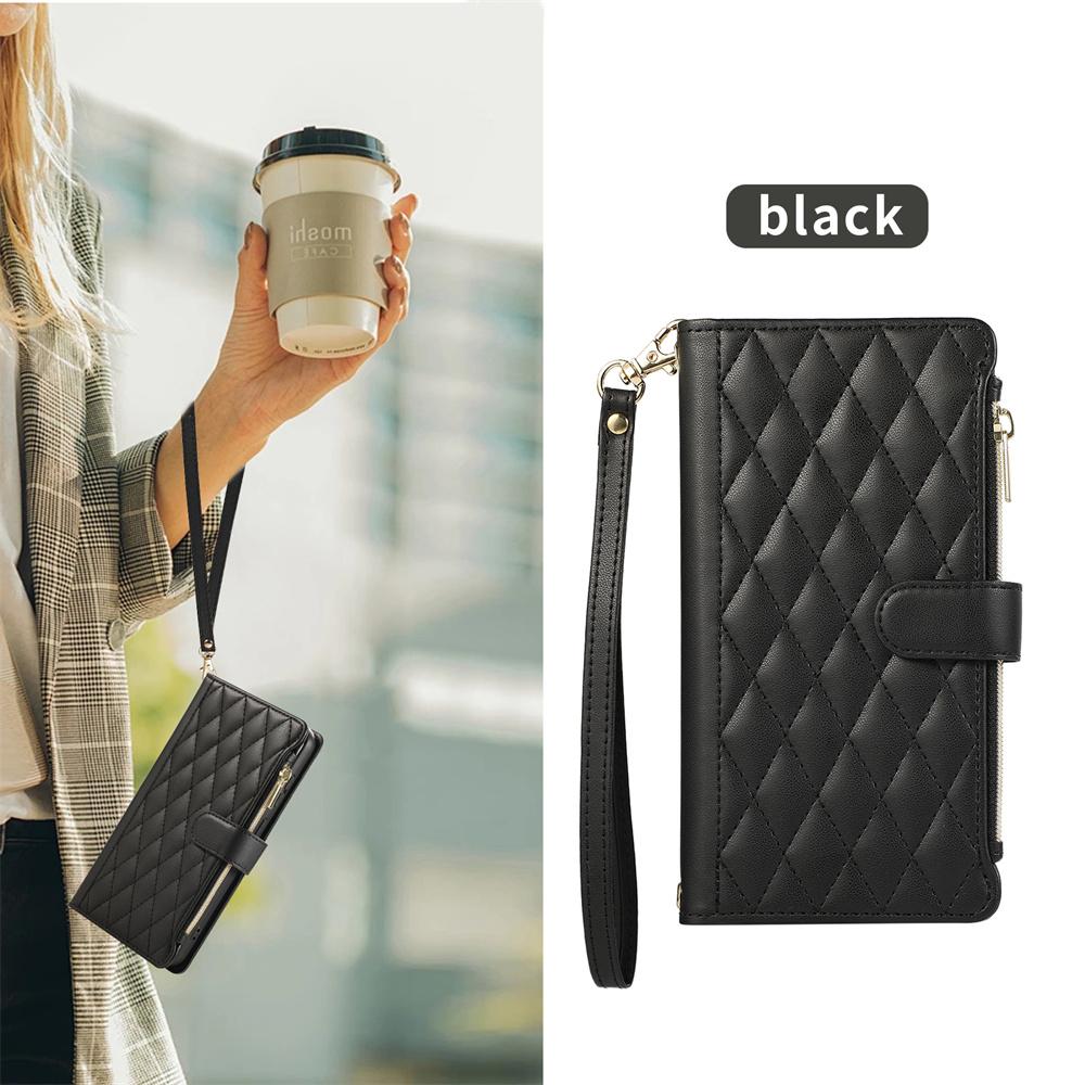 Crossbody Leather Necklace Rope Zipper Wallet Phone Case for Samsung S25 20 S24 S23 Ultra S22 S21 FE S20 Plus 10 Pro Cover