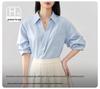 Women's Elegant V-Neck Lapel White Short-Sleeve Shirt, Chic Summer Style, Unique Design
