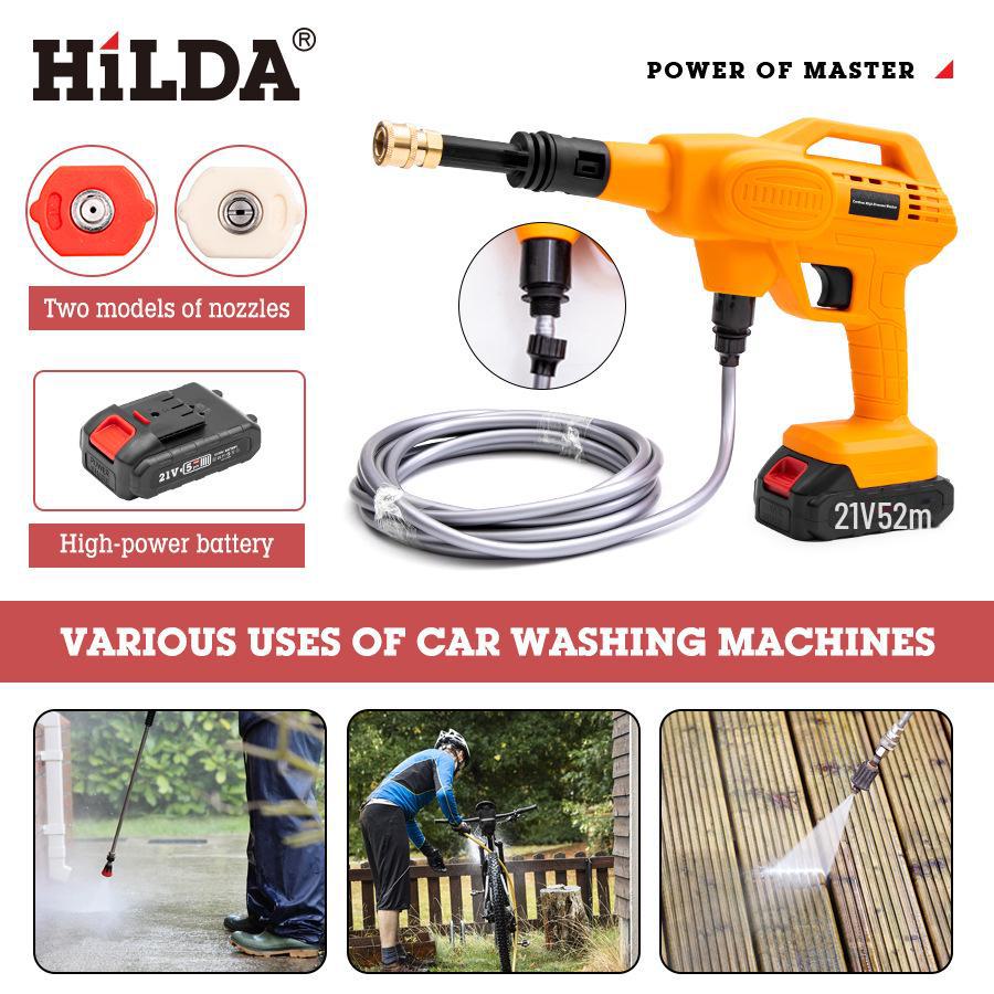 Hilda Wireless High-Pressure Water Gun: Portable, Lithium Battery-Powered Car Washer and Household Cleaner.