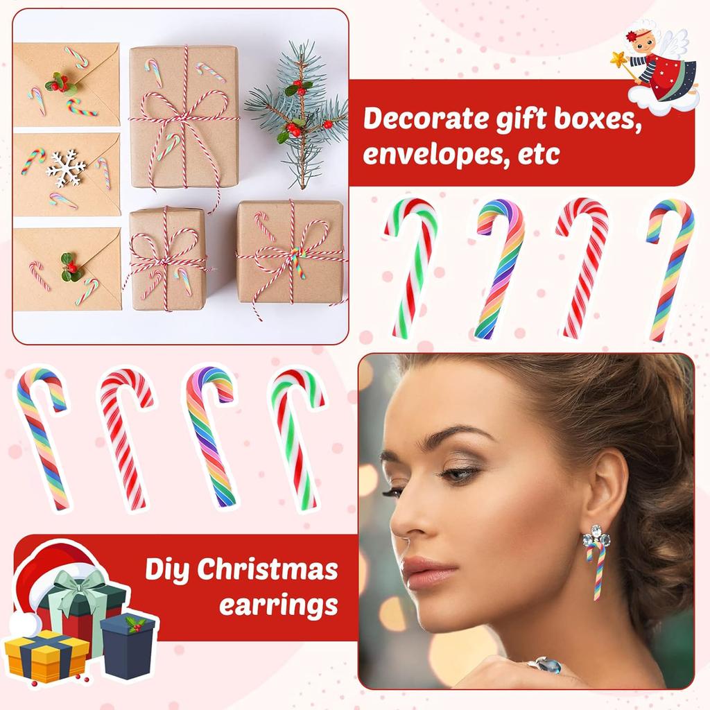 60 Pcs Christmas Crafts Plastic Fake Candy Decor Peppermint Ornaments Rainbow Mini Faux Candy for Tree Hanging DIY Xmas