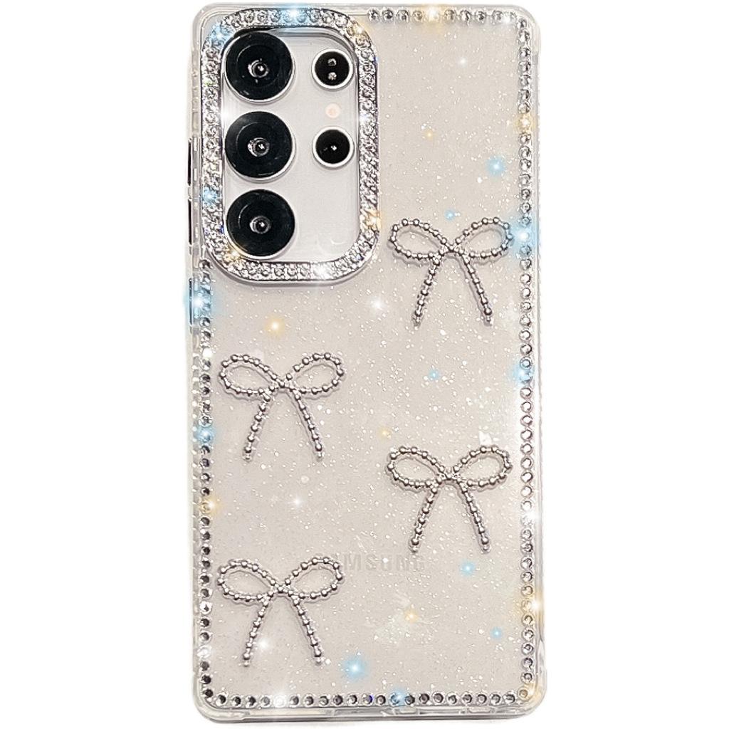 Suitable for Samsung GalaxyzA17 Flash Diamond IMD Bow Mobile Phone Case S25ULTRA A07 A55A56