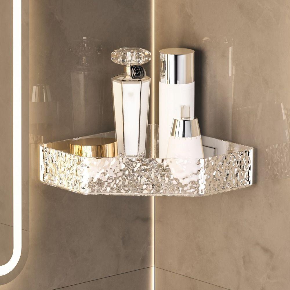 No Drilling Bathroom Storage Rack Wall Corner Storage Shelf Triangle Holder  Cosmetic