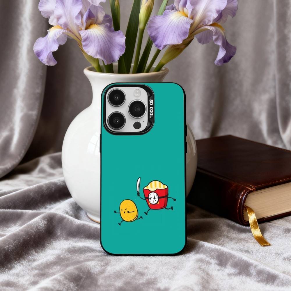 F-Funny Food Fancy art Phone Case For iPhone17,16,15,14,13,12,11 Plus,Pro Max Black Candy silver phone case