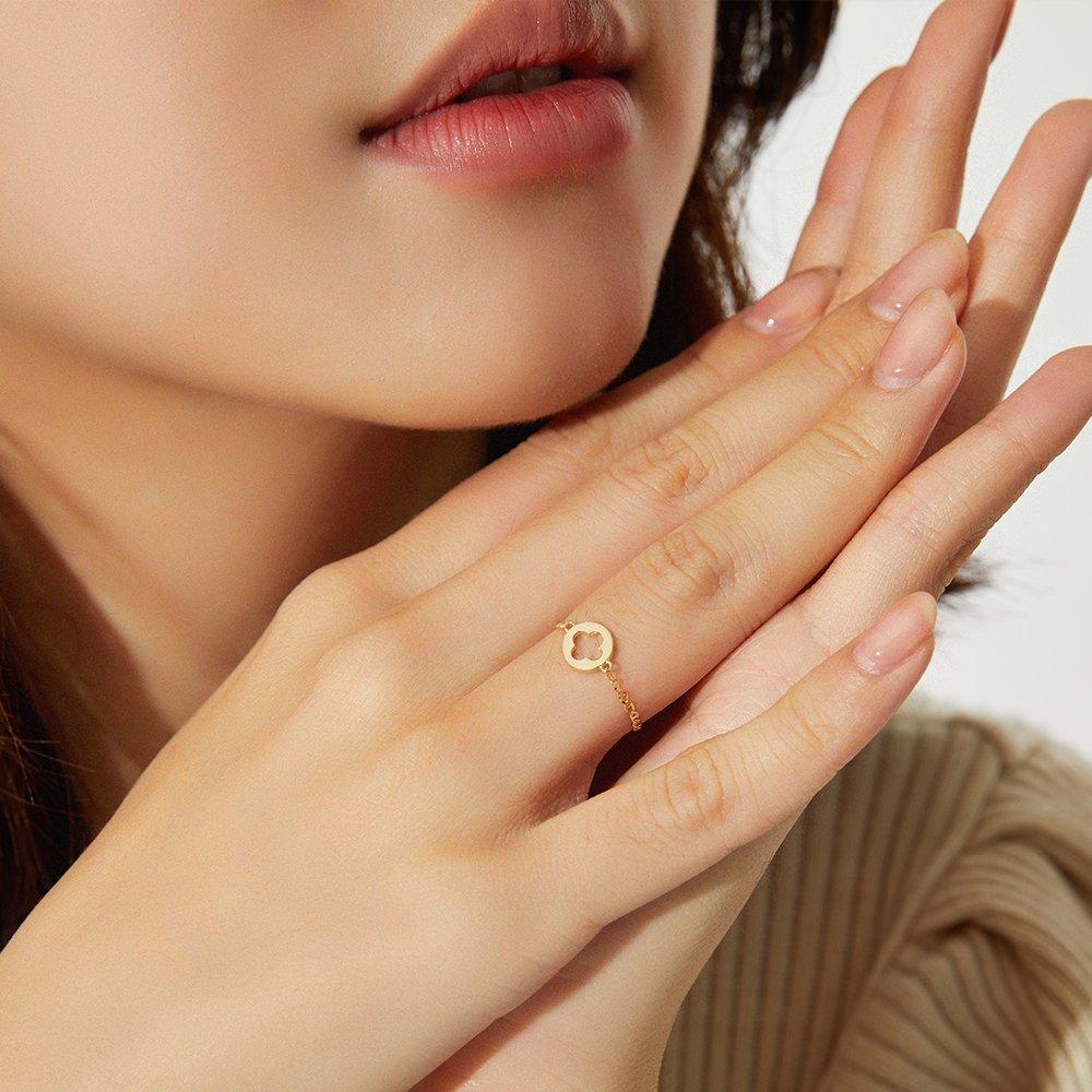 14K Wolkenanhänger Kette Goldring