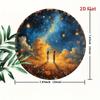 Metal Wall Art Starry Night Round 20cm Aluminum Gift for Living Room