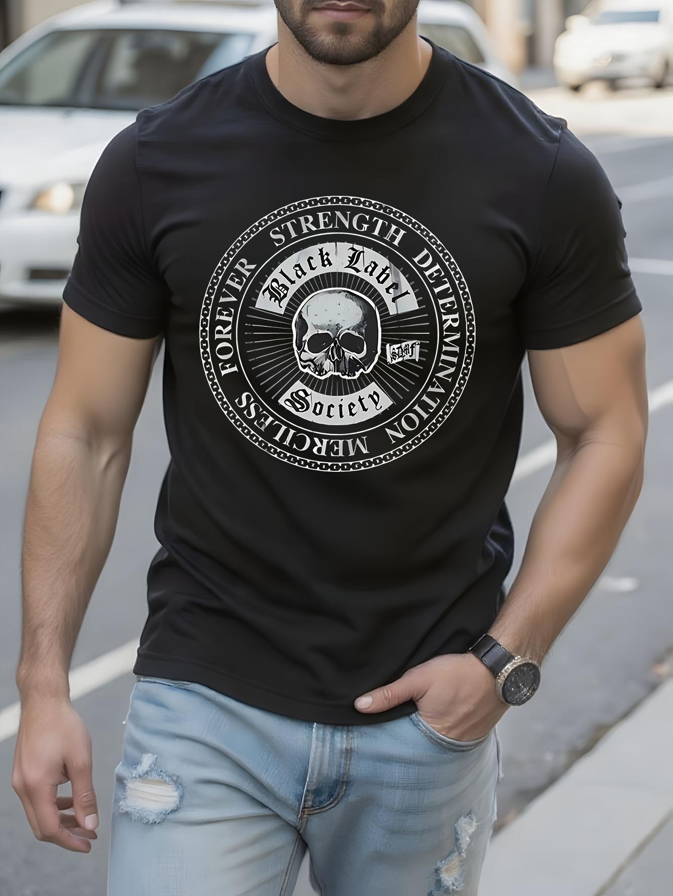 Casual Cotton Crew Neck Featuring Black Label Society Graphics T-shirt XL