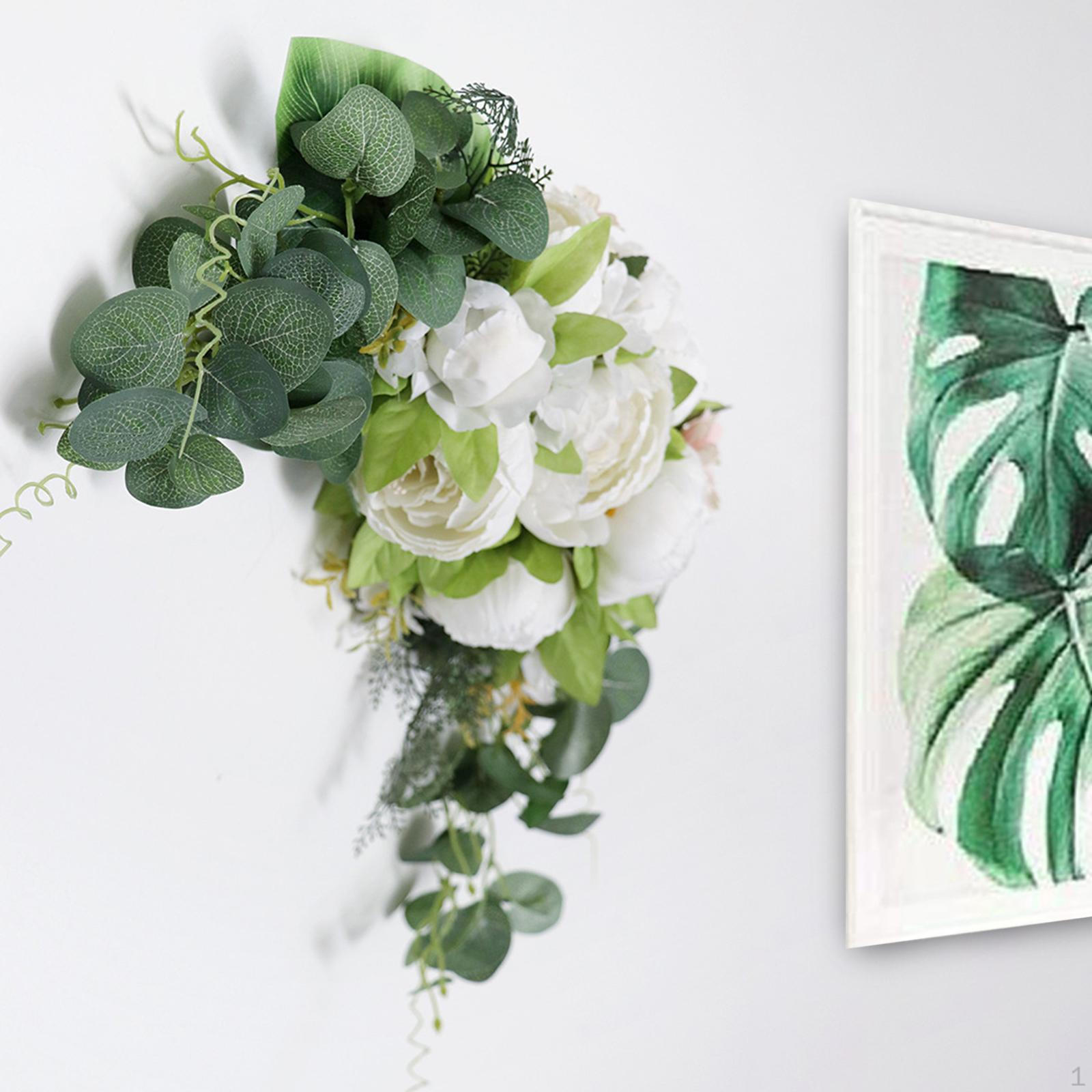 

29.5 Wedding Arch Flowers Door Threshold Flower with Green Leaves Artifical Swag Rose Greeny White