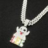 European-American Trendy Ghost Pendant: Rhinestone Hip Hop Accessory with Tongue-Out Expression