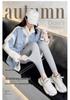 Gray Vertical Stripe Plus Velvet Women's Leggings, Thick Warm, Plus Size, Petite, Slimming, Tight-Fitting Pants for Spring and Autumn.