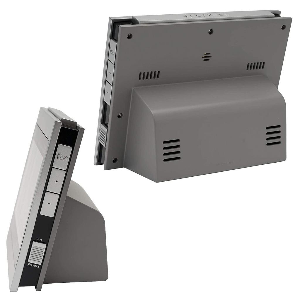 Casio Wave Ceptor Digital Alarm Clock with Double and Calendar Silver and X 15 X Cm Radio-Controlled Alarms, Temperature, Humidity, Display, Black,