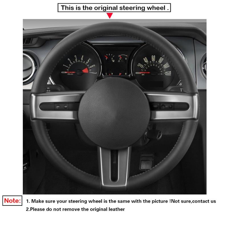 Black Faux Leather Car Steering Wheel Cover For Ford Mustang 2005 2006 2007 2008 20009 2010 2011 2012