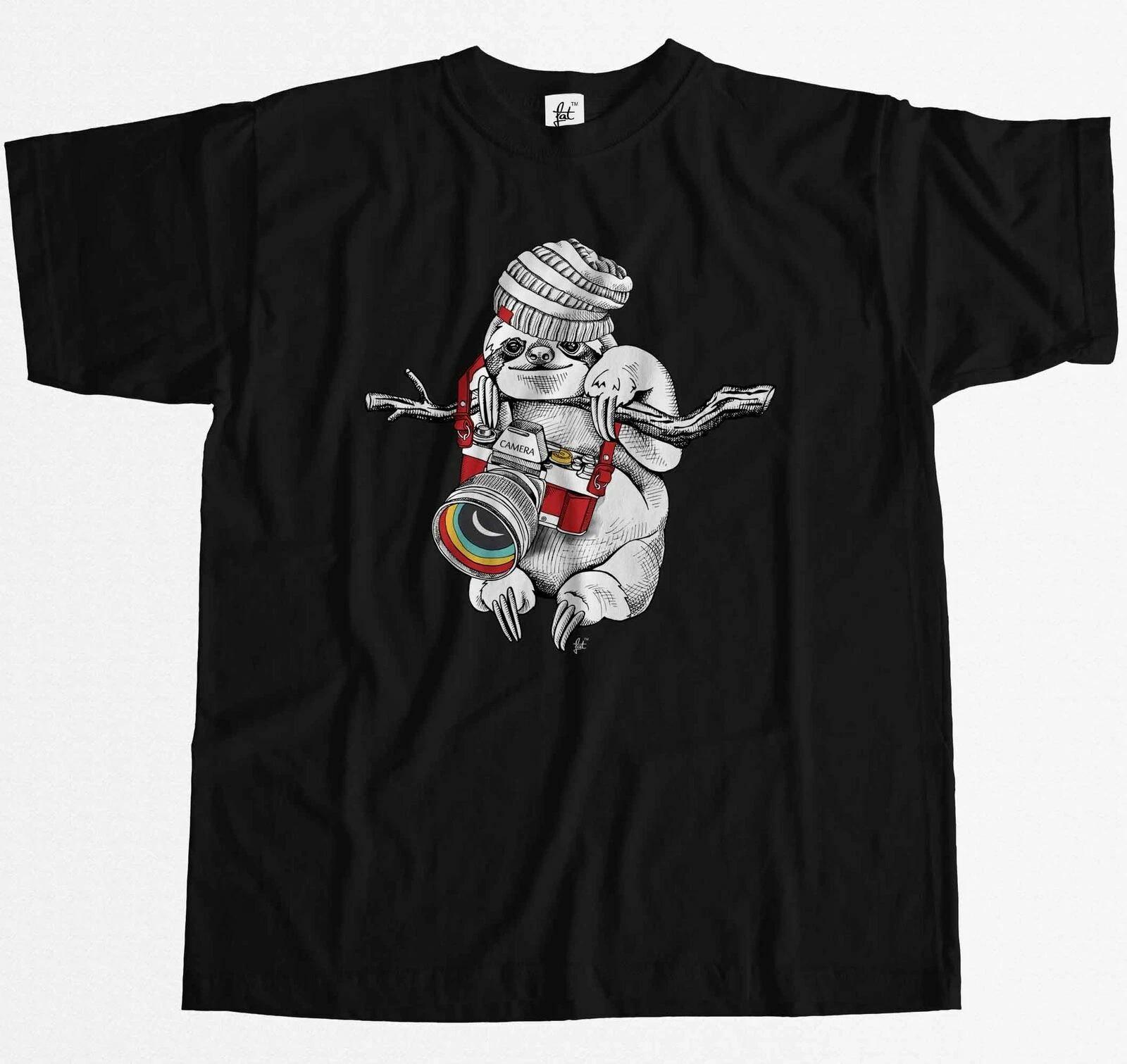 Sloth Cameraman Photographer Hanging Out In Trees Mens T-Shirt S