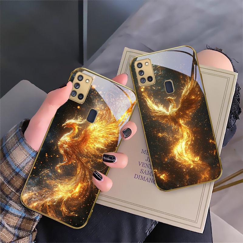 Golden Phoenix Nirvana For Samsung A 31 32 A33 A34 35 14 A15 13 16 25 26 50 52 53 54 55 56 70 71 72 73 Golden Glass Phone Case