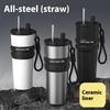 710ML Tumbler Bottle Stainless Steel Car Mug With Handle Straw Thermal Iced Travel Insulated Coffee Hot Cold Cup Vacuum Flasks