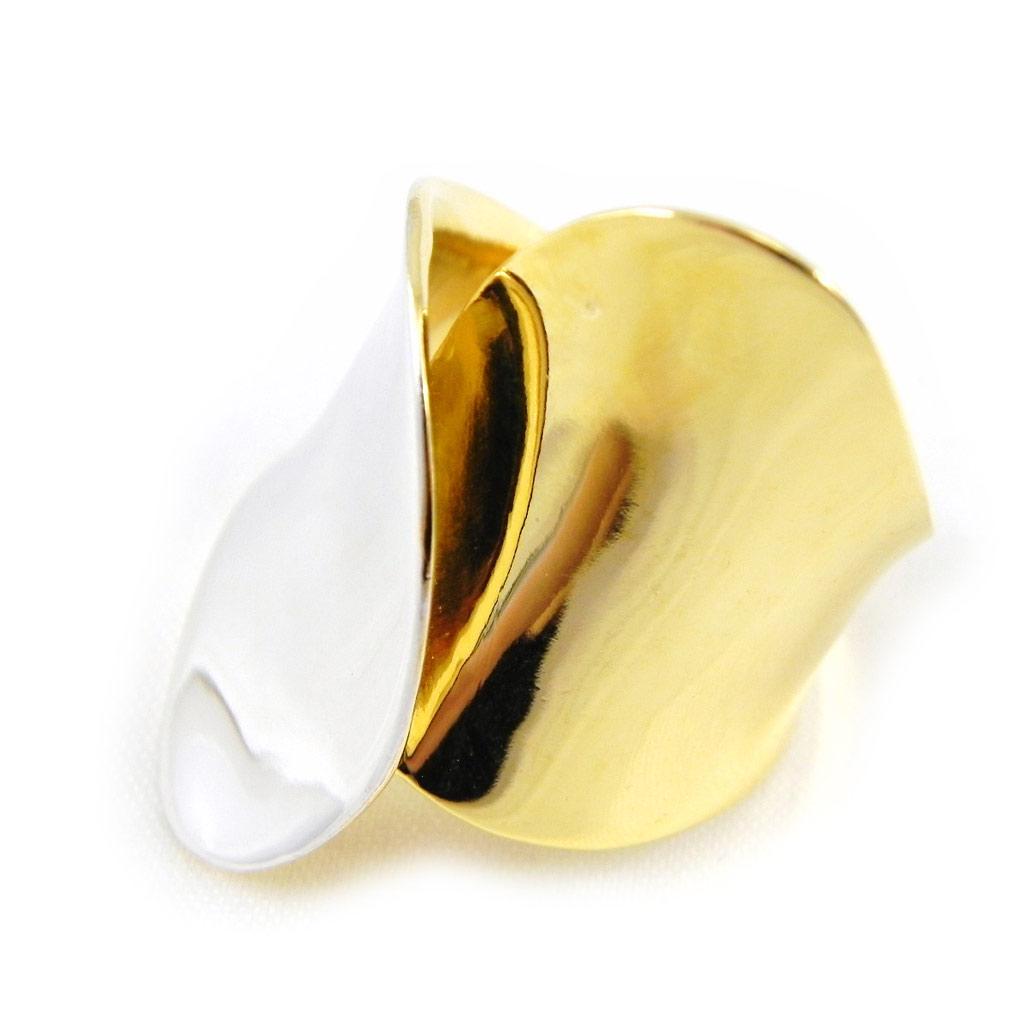 Gold Plated Ring 'Cleopatra' Golden Silver - 25 Mm