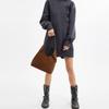 Coach Borsa Tote a Spalla Brooklyn 28 con Targhetta Logo in Pelle Scamosciata e Granata Grande da Donna Marrone Scuro CW637-B4WBR