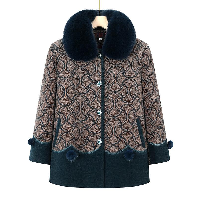 

Winter women s imitation mink fleece coat, fleece thickened old lady coat, warm cotton-padded coat 5XL (recommended 150-82.5kg) зелёный