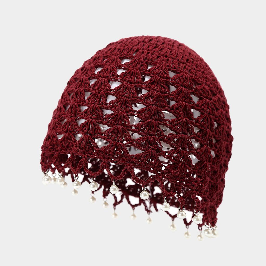 

Boho Knit Hat With Tassels And Tie Closure For Spring And Fall Fashion WineRed