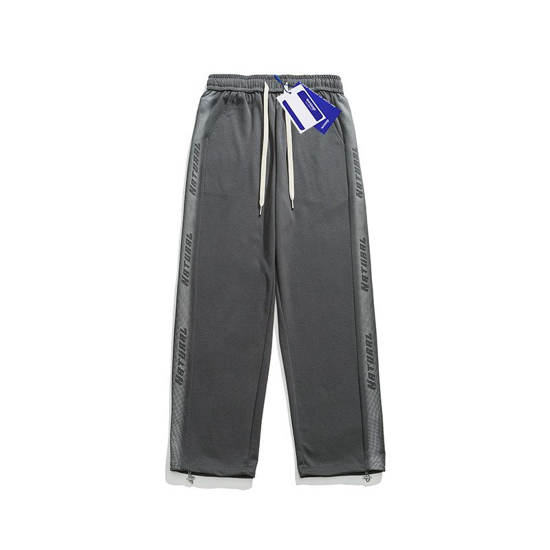 

Wassup Trendy Brand New Youth Summer Sports Casual 2025 Straight-Leg Pants Men s Striped Wide-Leg Versatile Long Pants Dark gray L