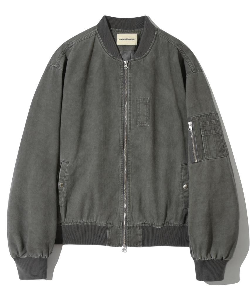 Basemoment Pigment-Dyed Washed Ma-1 Stone Grey
