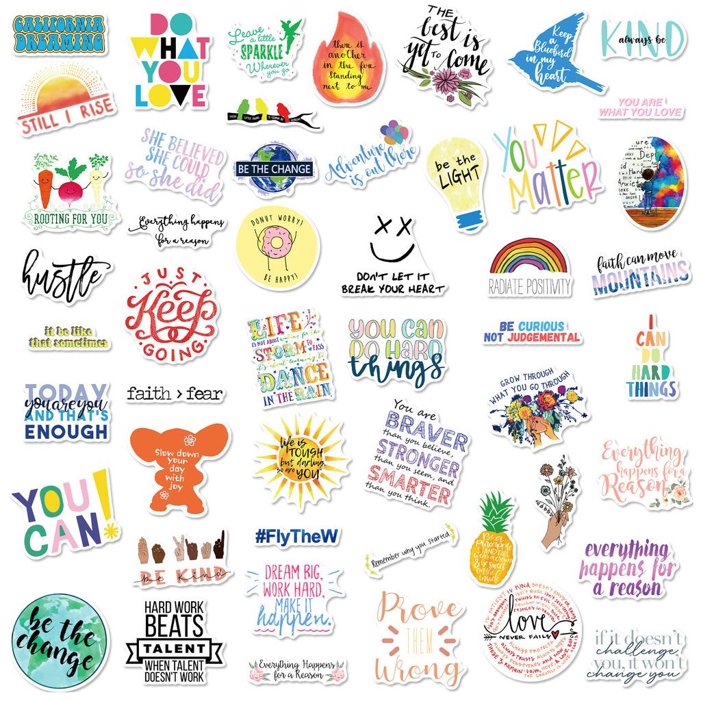 100 Inspirational Text Stickers Theme Inspirational English Short Sentences Literary Style Creative Graffiti Student Stationery Stickers