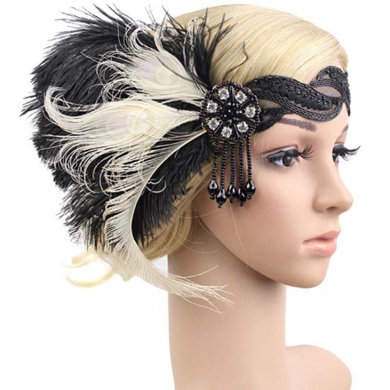 Hairhoop Tassel Design Bridal Headwear Feather Feather Rhinestone Headband for Women
