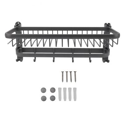 Foldable Towel Shelf with Towel Bars Hooks Punch Free Rust Resistant Space Aluminum Bathroom Towel