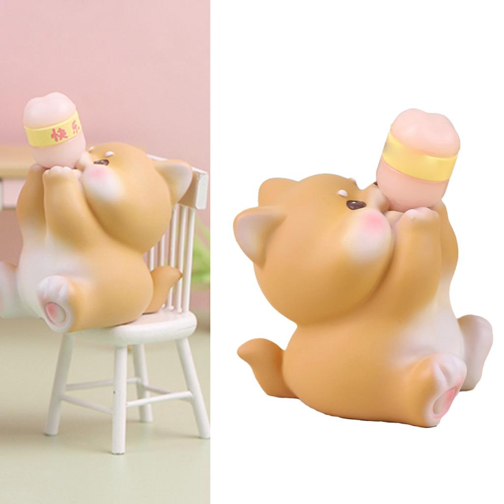 Cute Animal Figurine for Kids Resin Mini Animal Toy Cake Topper Desktop Decoration Dashboard