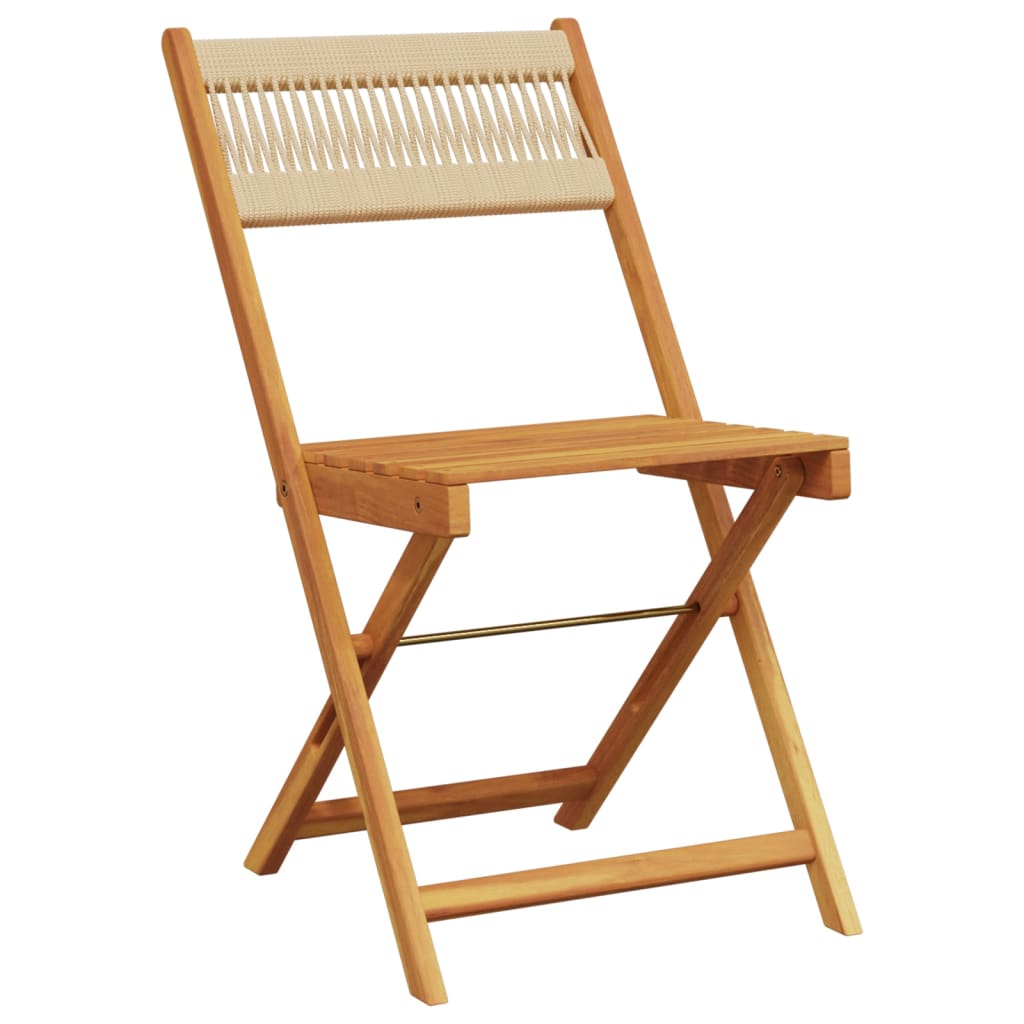 Bistro Chairs 2 pcs Beige Solid Acacia Wood and Rope