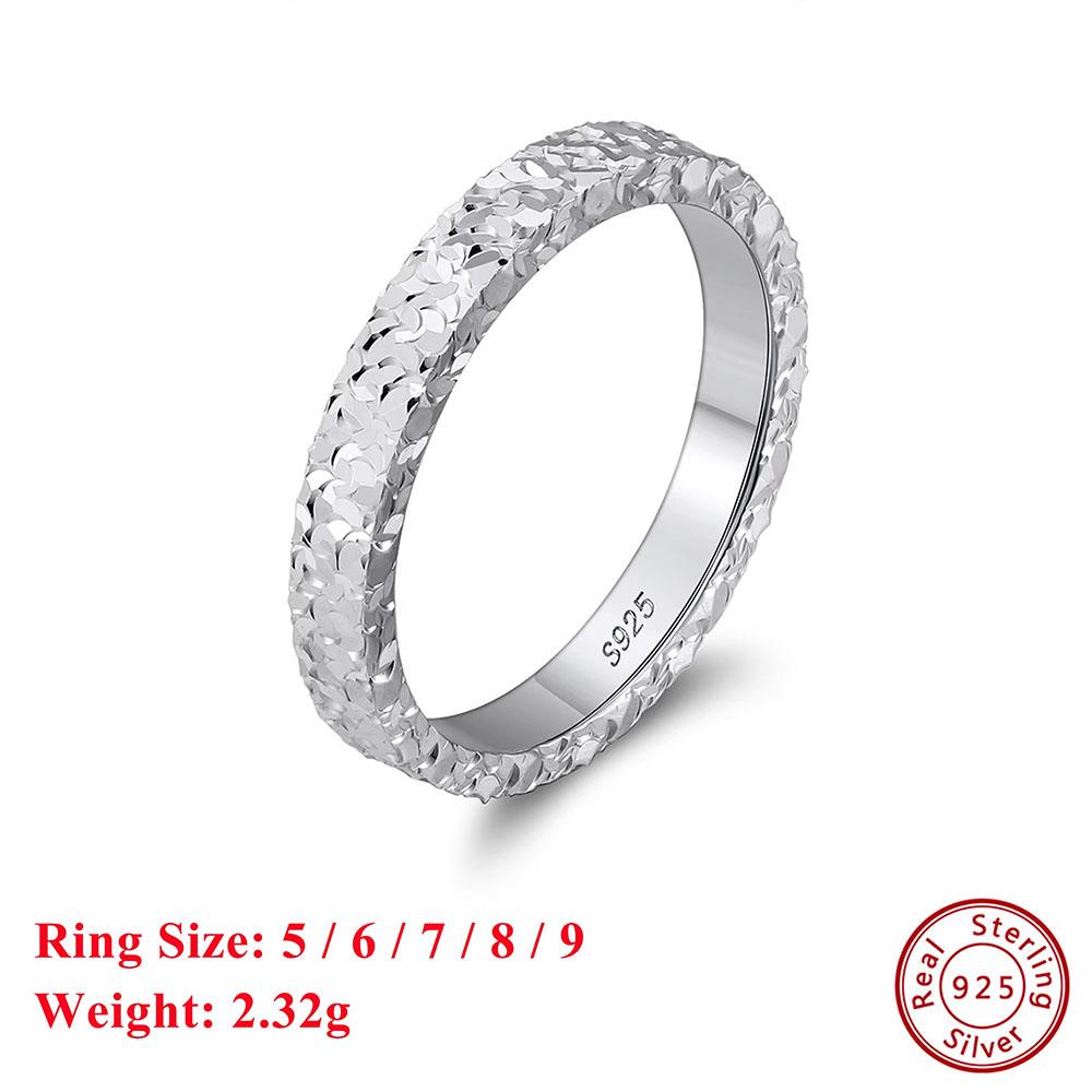 

Effie Queen Radiant 925 Sterling Silver Round Crushed Ice Ring Hammer Finger Ring Perfect Gift for Romantic Celebrations APR34 5