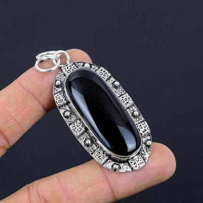 Darček Pre ňu 925 Rýdzeho Striebra Prírodný Čierny Onyx Drahokam Šperk Prívesok