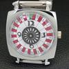 HAND-WINDING SWISS MENS VINTAGE POKER FACE REFURBISHED WHITE WATCH a700909-5 R205a-a700909