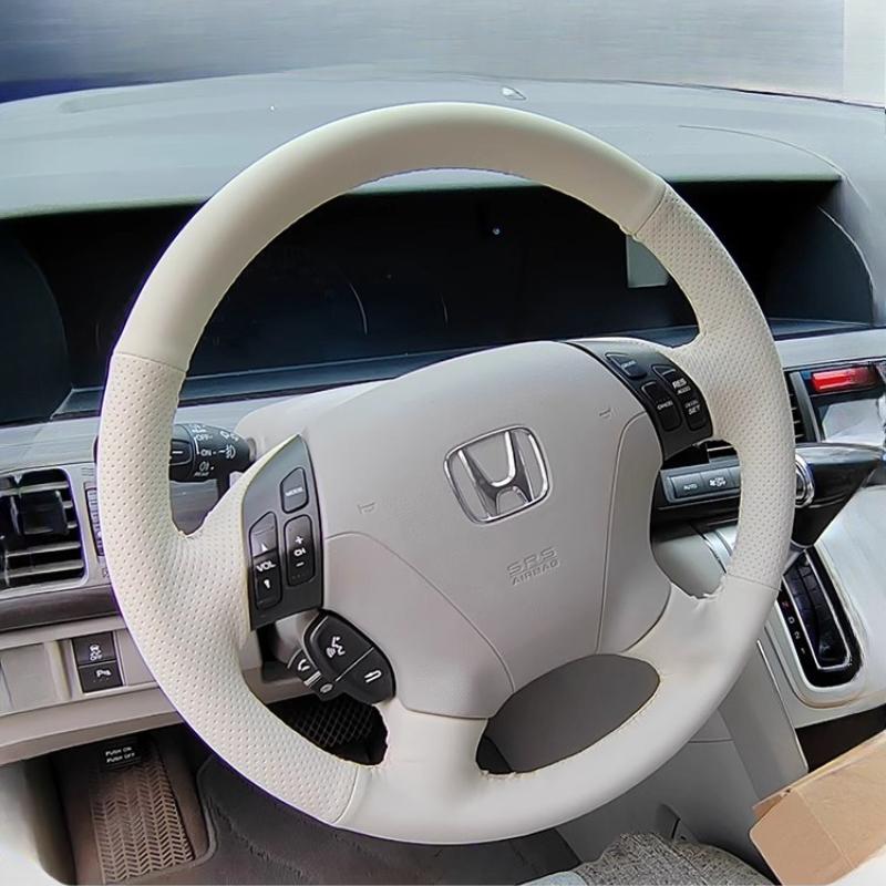 

Для Honda Accord 7-го поколения 2003-2007 Odyssey 2005-2010 Ручная прошивка нескользящая белая кожаная чехол на руль автомобиля 1