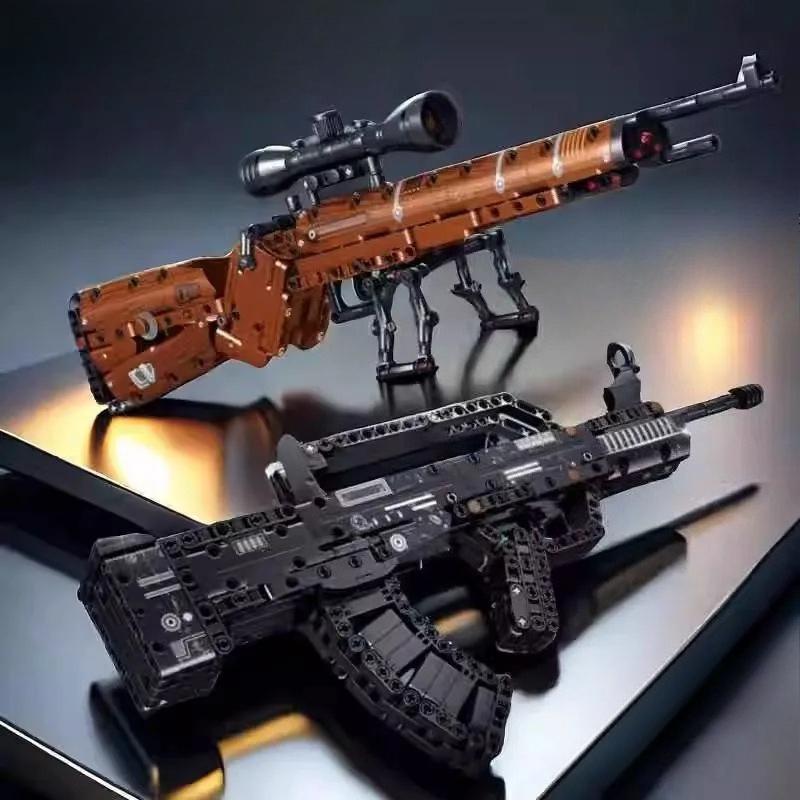 Auto Parts Decorate Boys Building Blocks Gun Ka-98K Sniper Firing Building Block Toy A-K47 Military Wea-Pon Bricks Diy Assembly Toy Christmas Gift