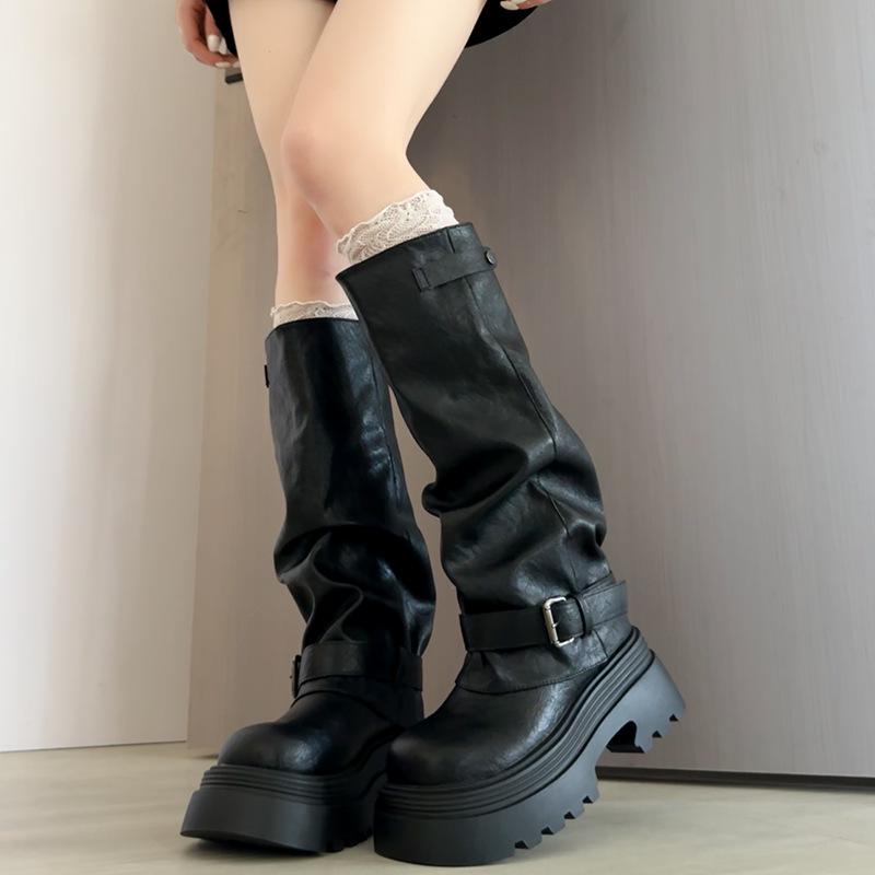 [Fanfna] Brown Versatile Platform Martin Boots Women's 2025 New Autumn and Winter Retro Maillard Boots