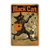 Vintage Zwarte Kat en Konijn Muzikant Metalen Poster Wanddecoratie