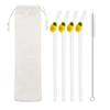 200*8mm Drinking Straw Set with Brush 4/5pcs Lemon Glass Straws High Borosilicate Bent Glass Straw Home Party Bar Drinkware